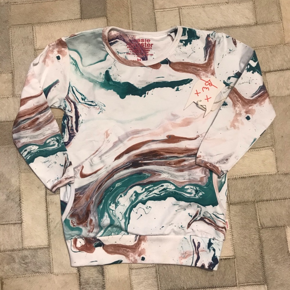 Girls sweater marble print NWT
